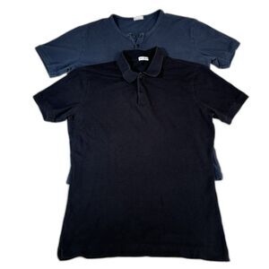 Lot of 2 SON OF A TAILOR Shirt Mens XL Black Supima Cotton Polo Henley Shirt